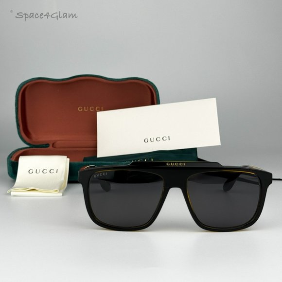 NEW GUCCI GG1039S 001 Black/Yellow Gray Aviator Unisex Sunglasses - Picture 3 of 10